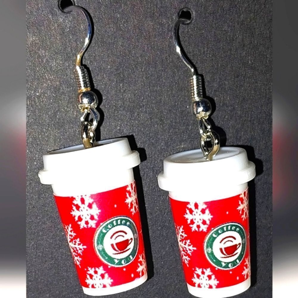 Super cute  festive coffee cup earrings - Picture 3 of 4